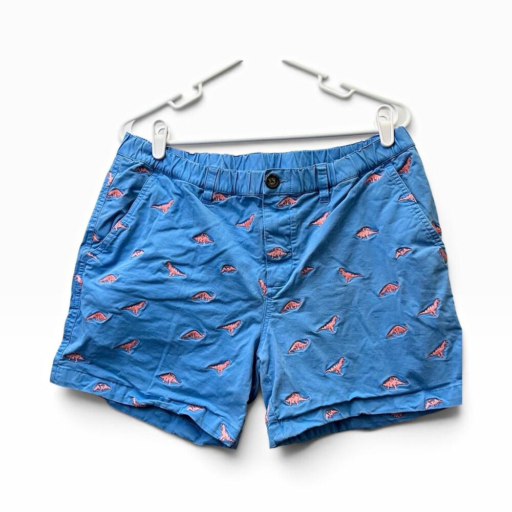 Chubbies Originals Men's Dinosaur Print Shorts Blue 5" Inseam Pockets Elastic